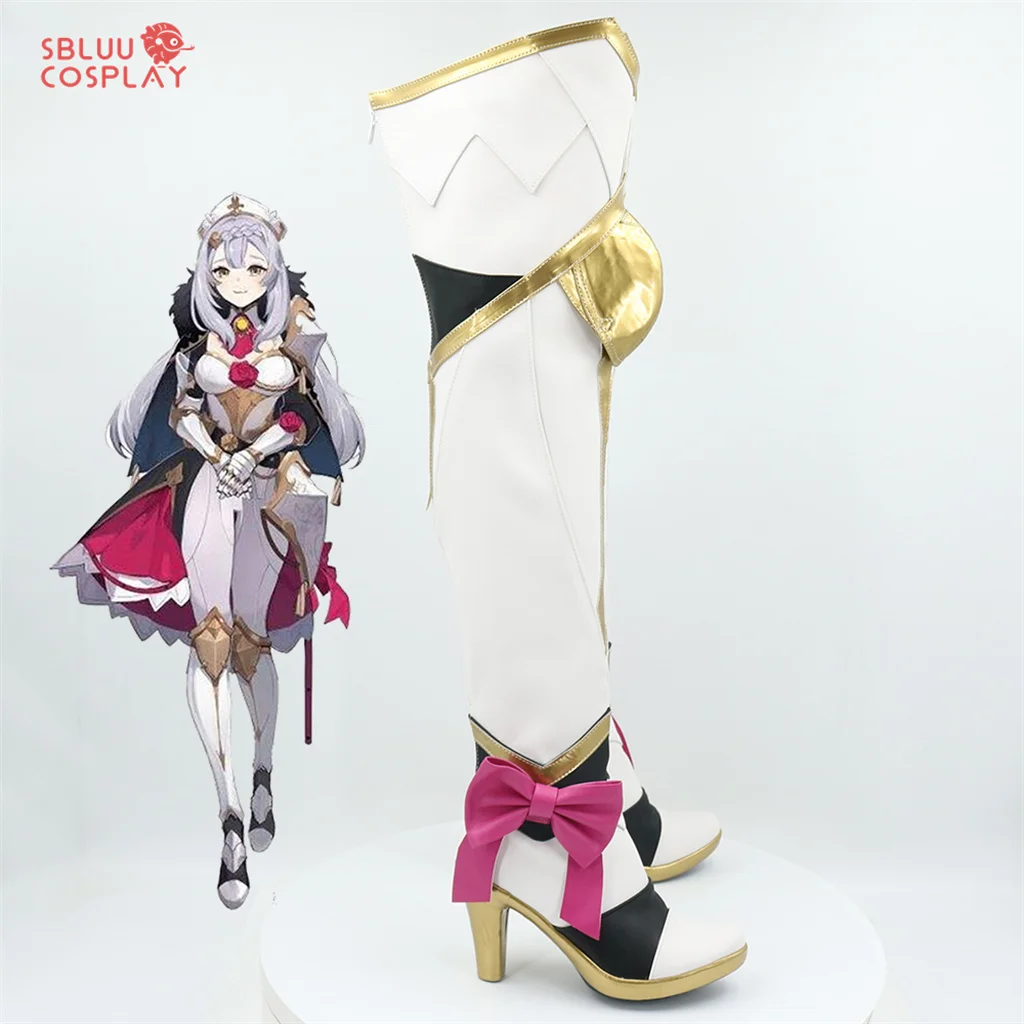 SBluuCosplay เกม Genshin Impact Noelle คอสเพลย์ฮาโลวีน Carnival รองเท้า Noelle คอสเพลย์รองเท้าที่กำหนดเอง