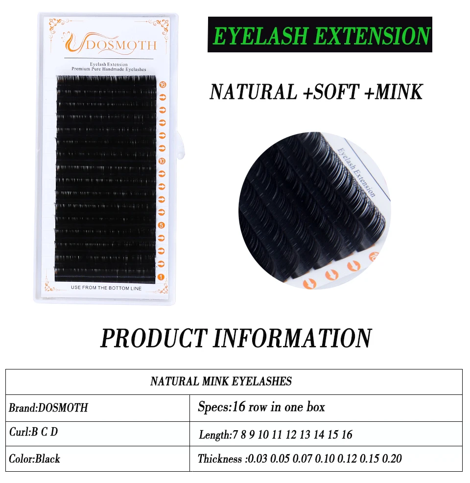 DOSMOTH B C CC D CURL eyelash extension, eyelash grafting lashes mink lashes