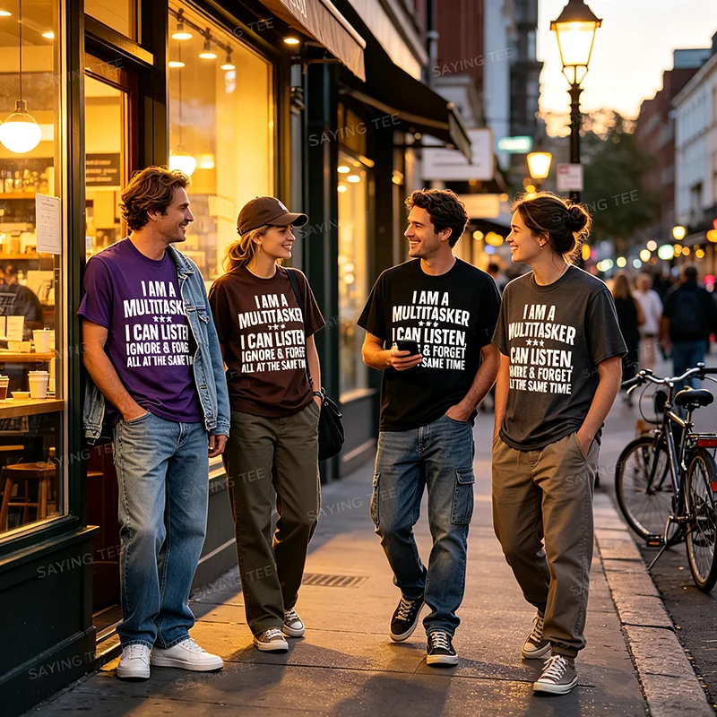 Lustiges Multitasker-Zitat-Kunst-T-Shirt für sarkastische Menschen, Männer und Frauen, Witzige Sprüche, Y2k Humorvolles Sarkasmus-Neuheits-T-Shirt – Detail 4