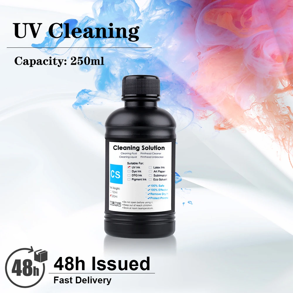 250ML UV Ink Cleaning Liquid Tool For Epson Roland for Mimaki for Mutoh Ricoh Printer Printhead Tube Cleaner Solution With Swab