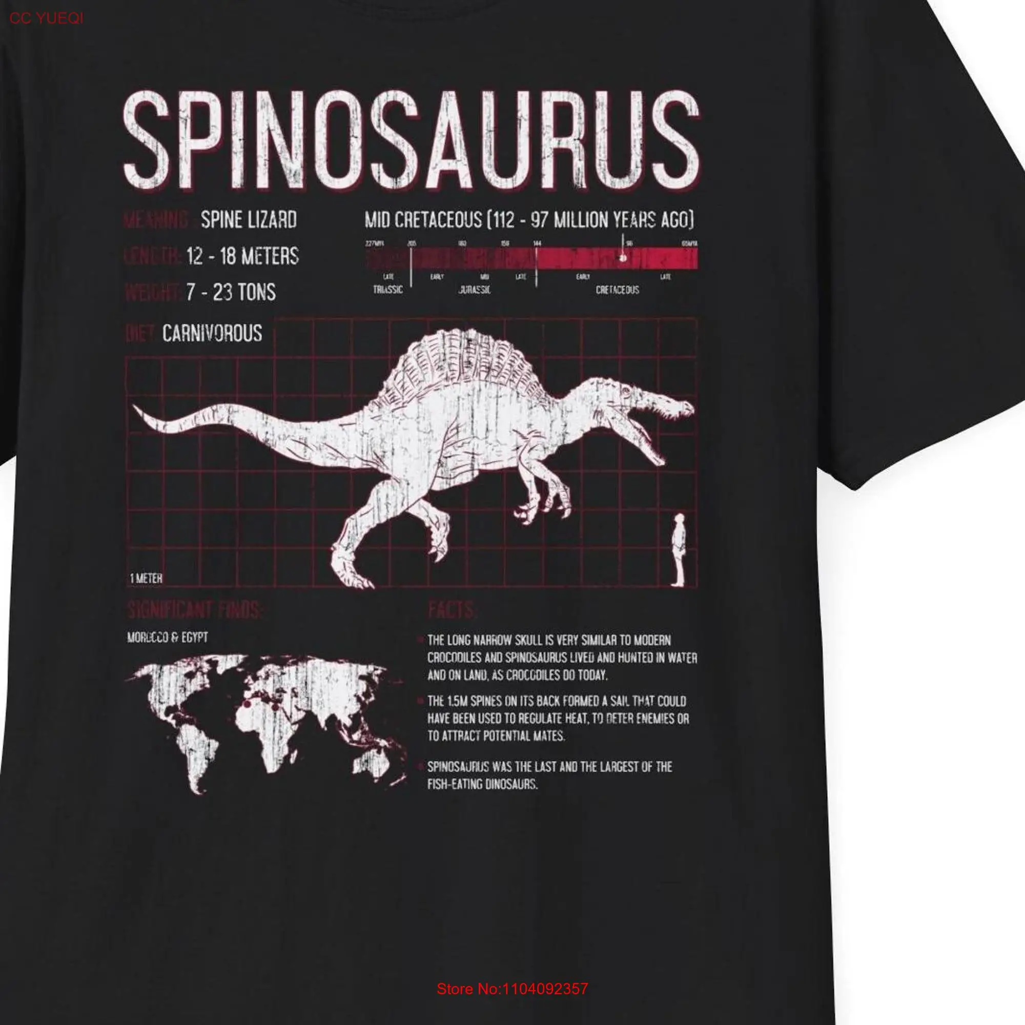 Dinosaur T Shirt Lover Idea Spinosaurus FacT For Adults Fans long or short sleeves