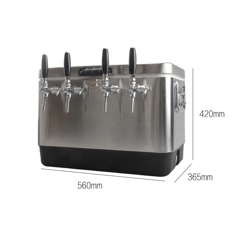 Hot Selling Draft Beer 304 Stainless Steel 50L Four Taps Beer Coil Jockey Cooler Box, Cold Box, Cooler Beer Dispenser