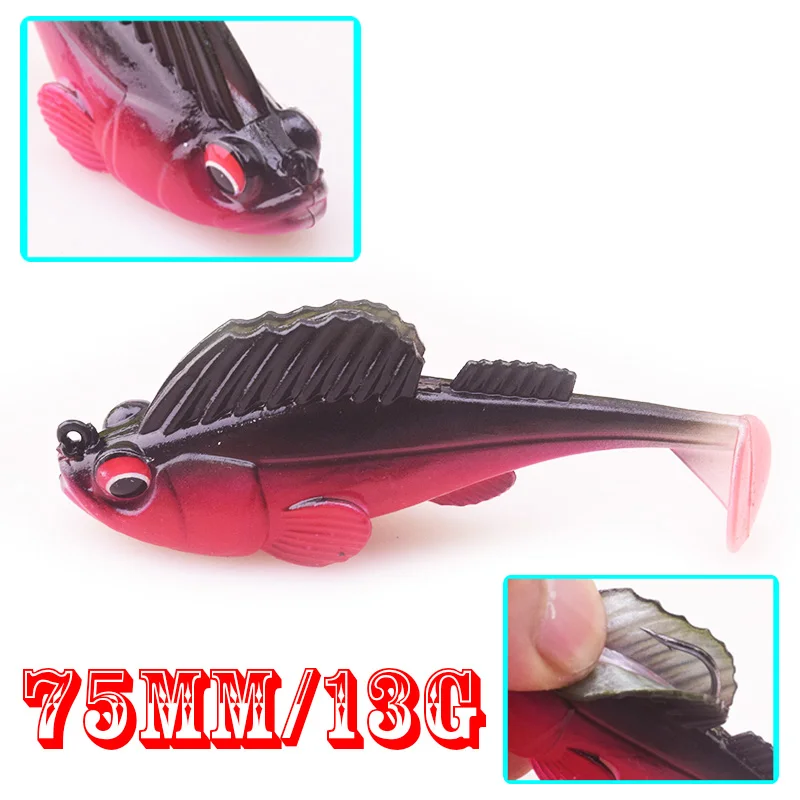 75mm 13g Soft Bait Fishing Lures Lead Head Jig Fish T Tail Jigging Wobbler Fishing Baits Artificial Silicone Bait Sea Bass Lure