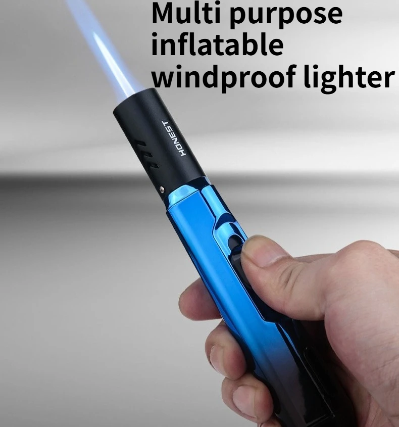 

Multi Purpose Inflatable Windproof Straight Jet Lighter with Metal Extended Spray Gun Cigarette Accessories
