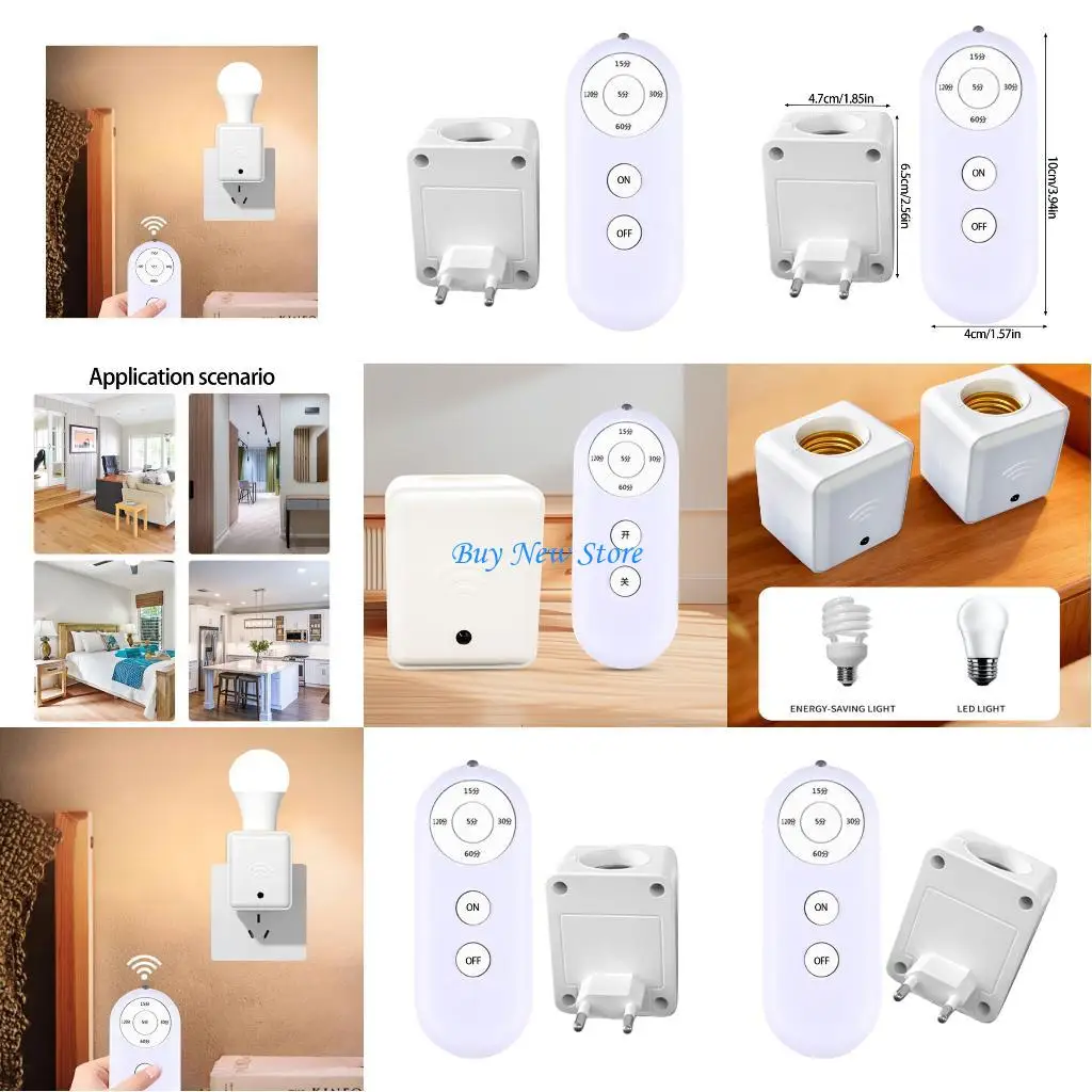 

20CE Energy Saving E27 Lamp Socket Remote Timer Controller 5 Option for Safe Home Bedroom Lighting EU Plug Easy Installation