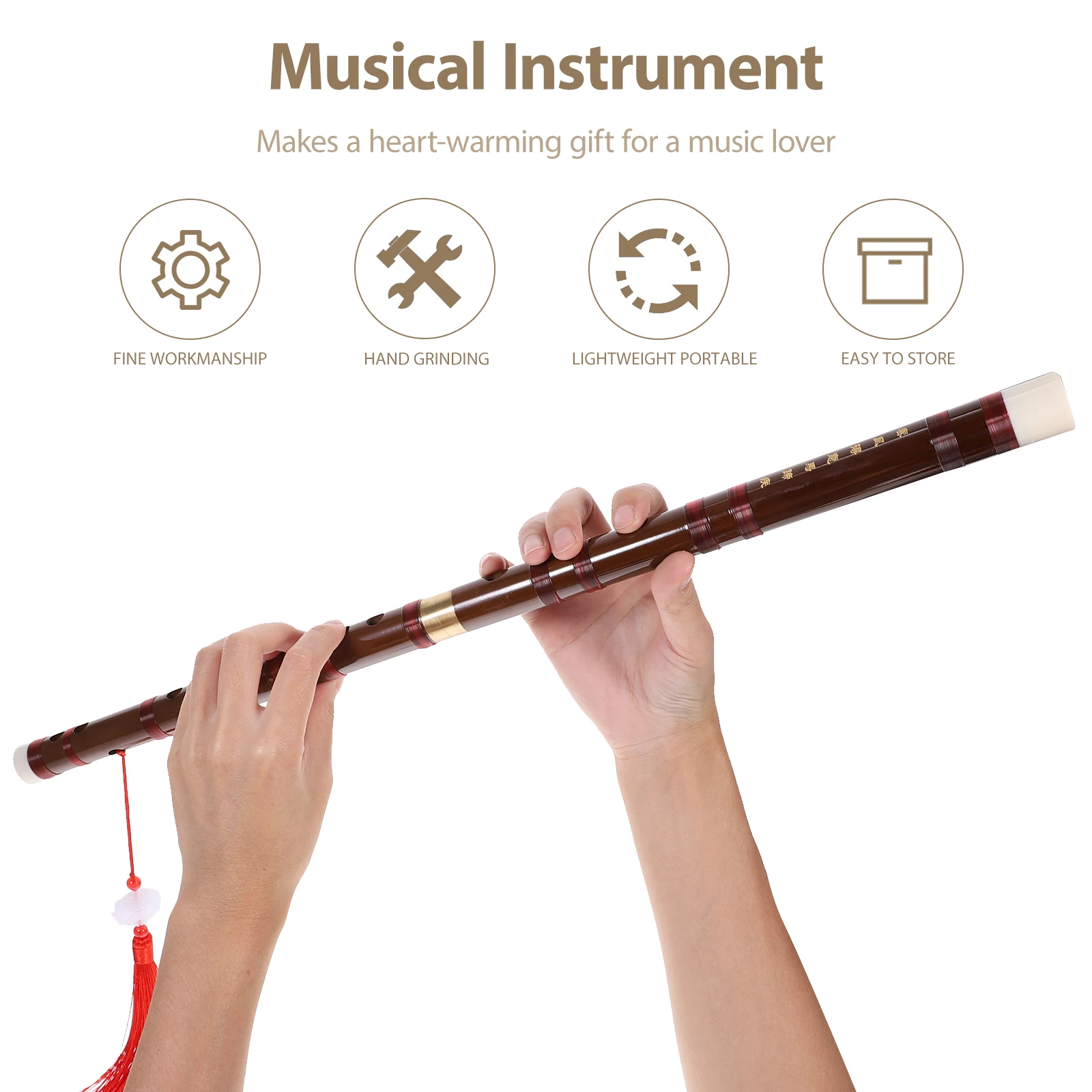 

Bamboo Flute Traditional Handmade Chinese Fife Flute Random Color Durable Instrument for Beginner Music Gift Musical Instrument