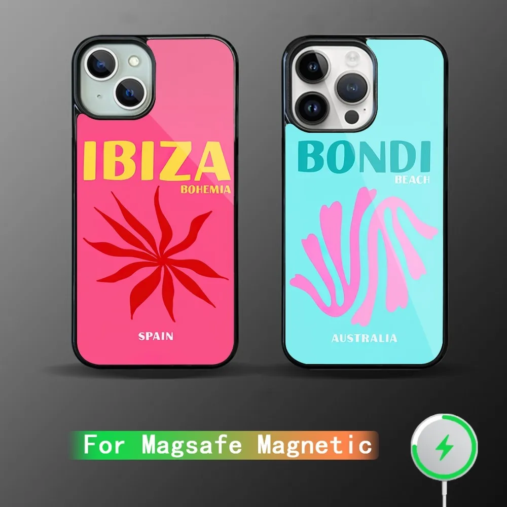 Bali Ibiza Capri Bondi Palm Phone Case For iPhone 15 14 13 12 11 Plus Pro Max Magsafe Magnetic Wireless Charging