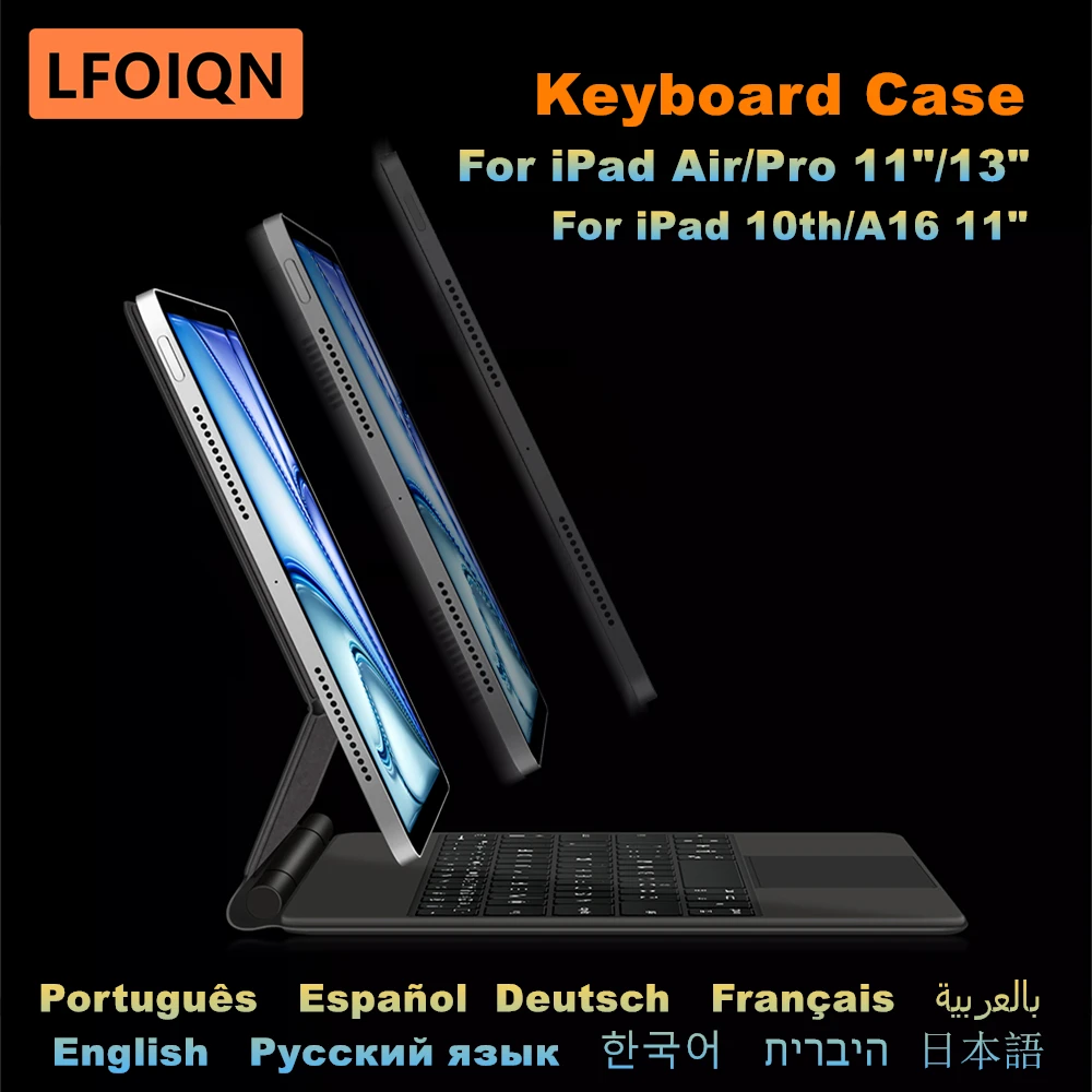 

LFOIQN Magic Keyboard For iPad Air 13 inch M3 M2 Pro 11 / 12.9 3rd 4th 5th 6th 2025 M5 2024 M4 iPad 10th Gen 11th A16 Cover Case