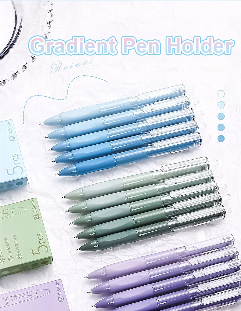 5Pcs Rainbow Minimalist Press Type Quick Drying Carbon Gel Pens Set For Students,Nurse,Bible Journal Supplies Office Accessories