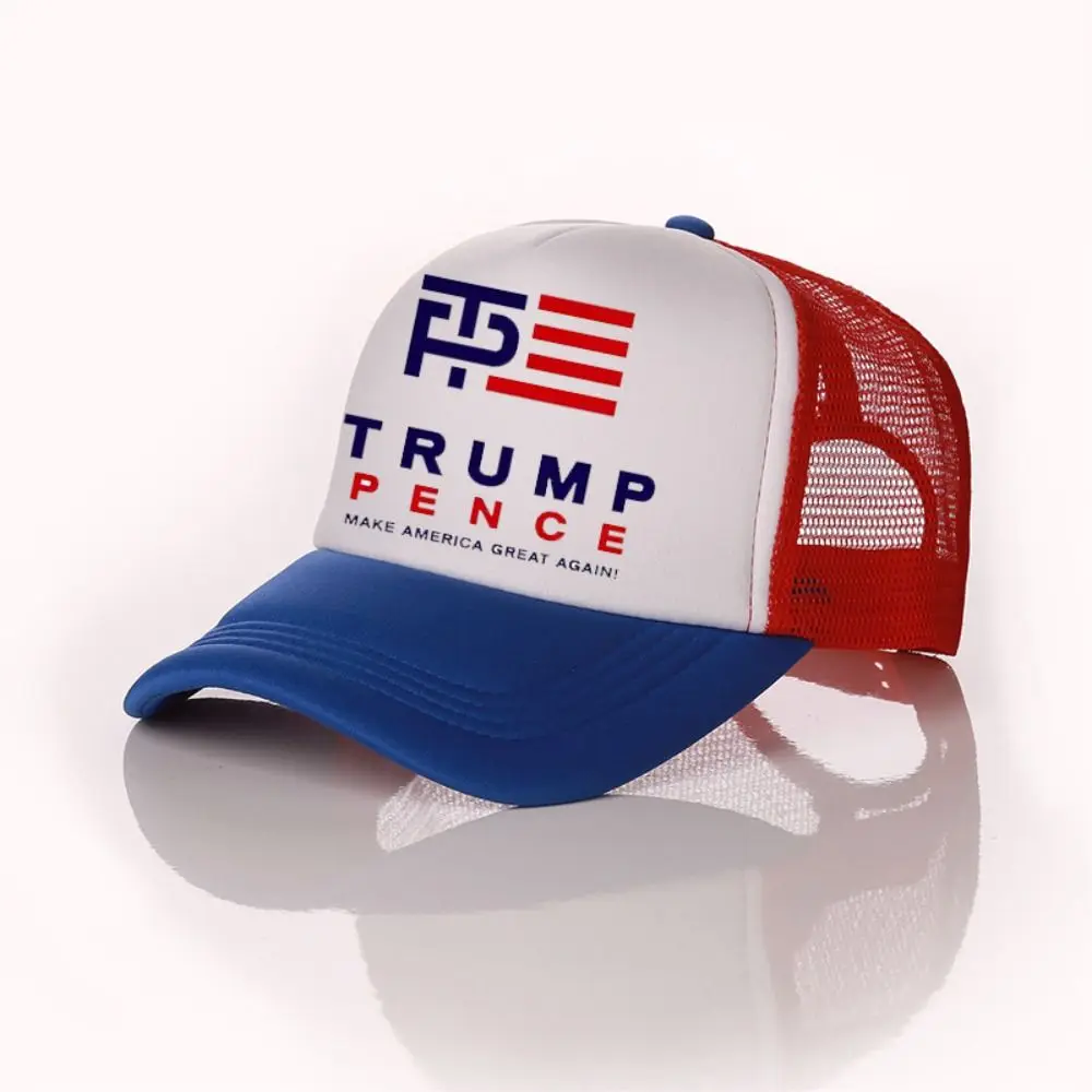 New Adjustable Trump Hat Cotton Multicolor Trump Caps with Net Trump Supporters Hat Outdoor