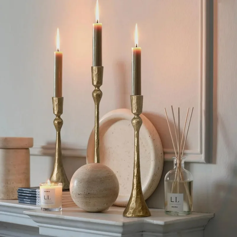 Factory Direct 2026 Gold Vintage Handmade Fireplace American Candlestick Cast Iron Candlestick Candlestick Forged Home Decor Orn