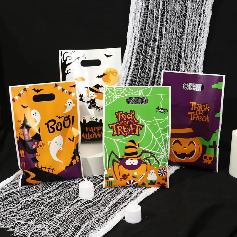 10/20/50pcs Pink Halloween Pumpkin Candy Bag Ghost Trick or Treat Cookie Gift Packaging Bag Halloween Party Decorations Supplies