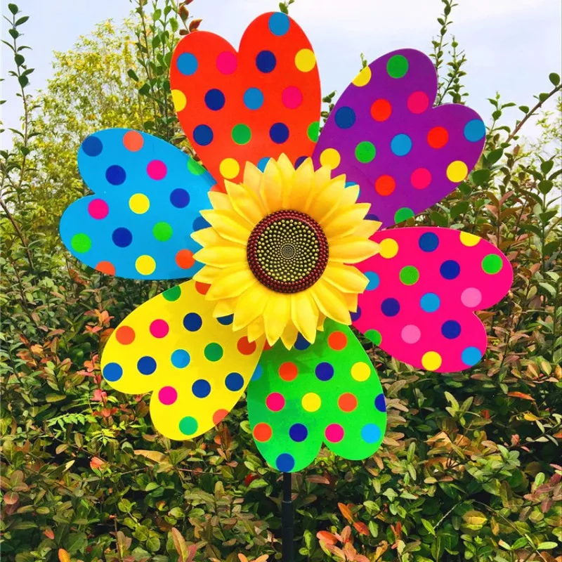 1Pcs Colorful Sunflower Windmill Wind Spinners For Lawn Outdoor Party Garden Decoration Outdoor Camping Picnic Garden Yard Decor