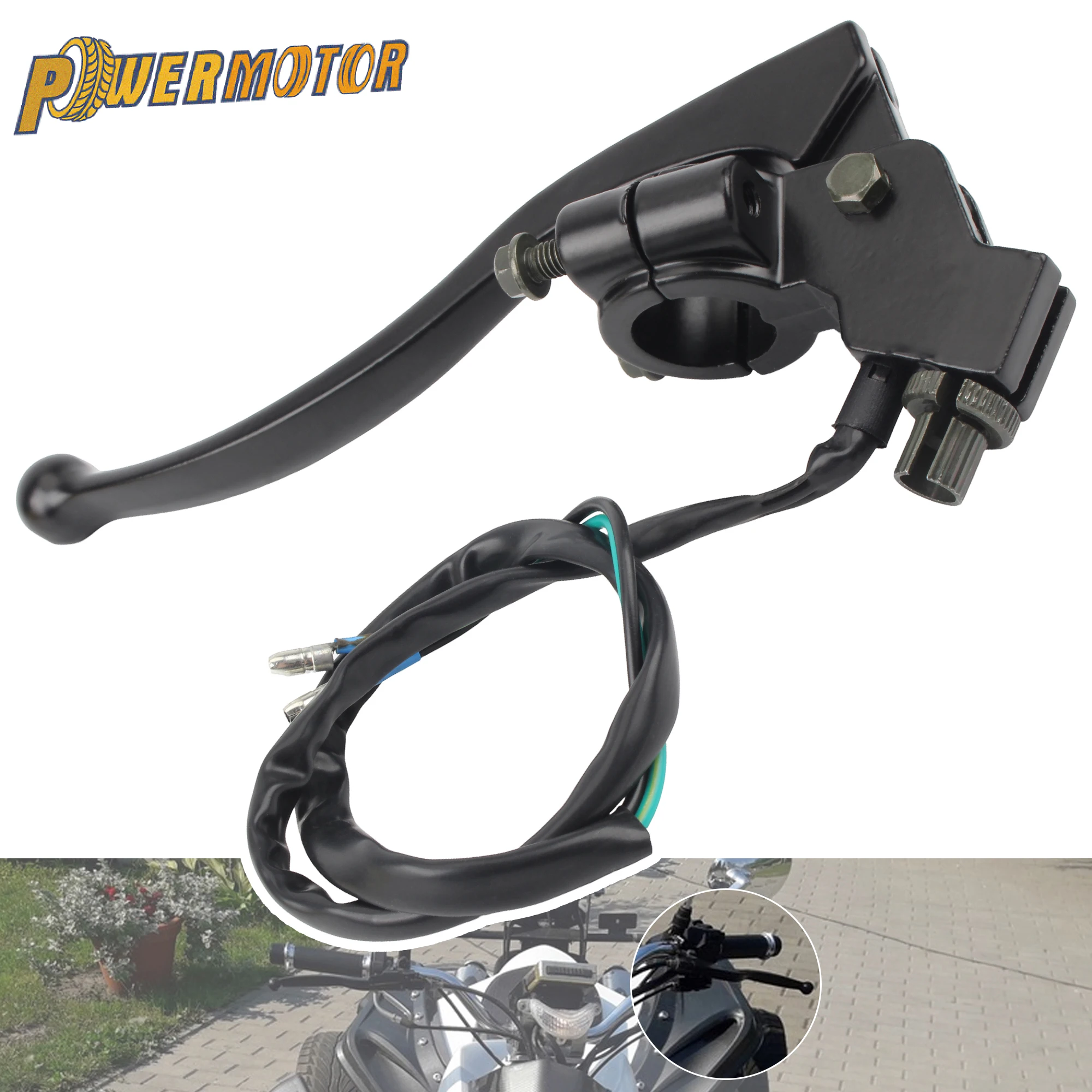 22mm Motorrad Vorderradbremshebel Mit Bremslichtschalter Kabel Für 150cc 200cc 250cc 300cc ATV Quad Motocross Zubehör Refit