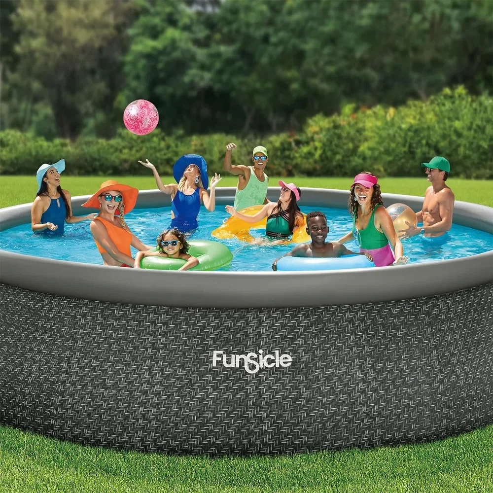 18 by 48 Inches Round Inflatable Ring Top Outdoor above Ground Swimming Pool Set with Filter Pump and Type C Cartridge Filter