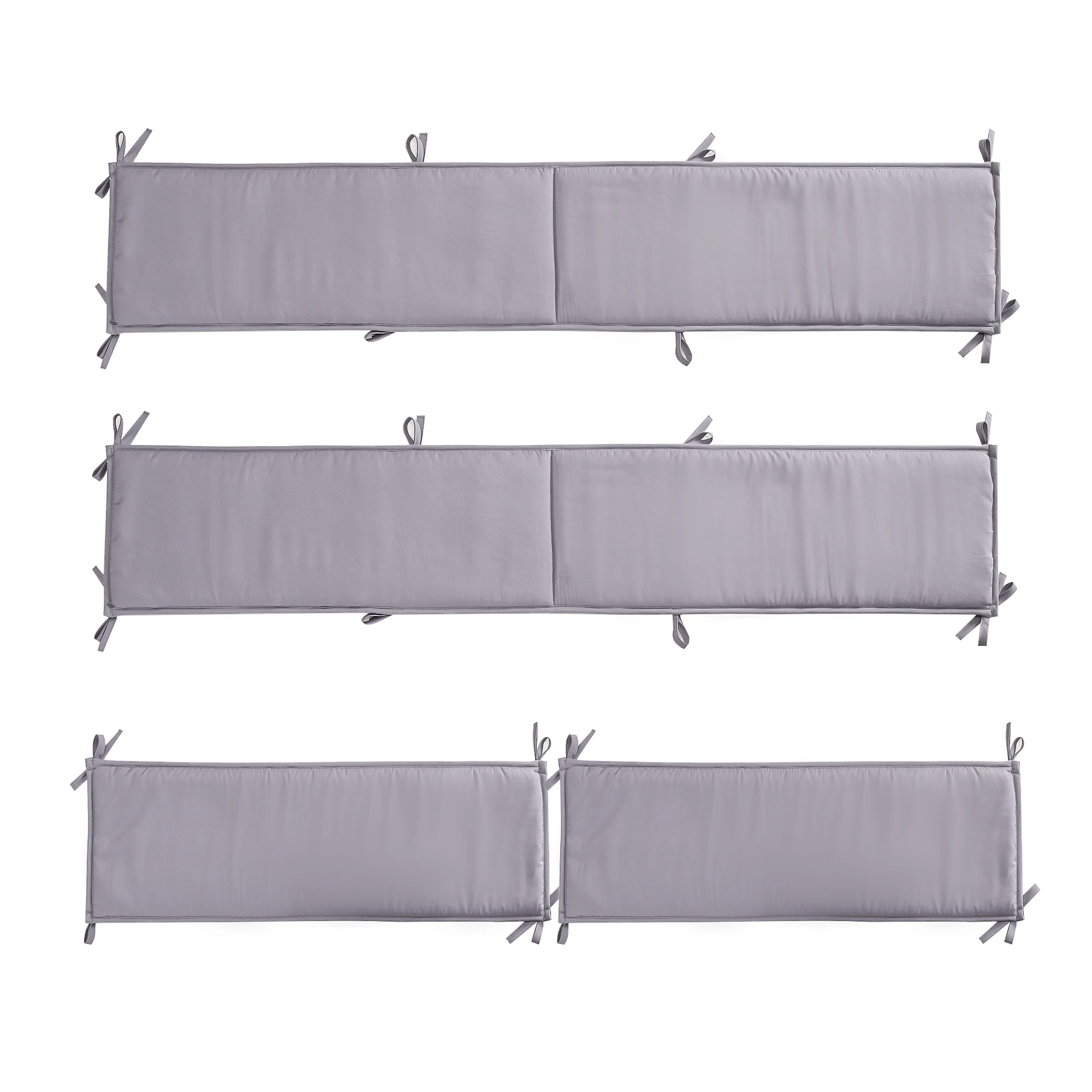 Juego de ropa de cama para cuna de bebé, protectores de cuna para recién nacido, Sábana de cuna con 4 parachoques, edredón y falda, color gris sólido, 7 piezas