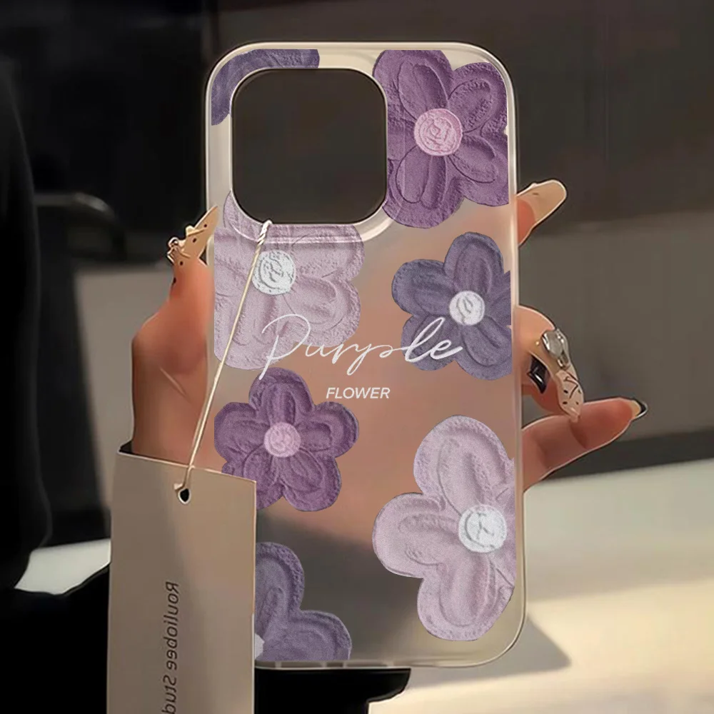 Clear Soft Phone Cases for iPhone 14 Case iPhone 16 15 12 11 13 Pro Max 16 Plus Mini Shockproof Matte Cute Folwer Bumper Cover