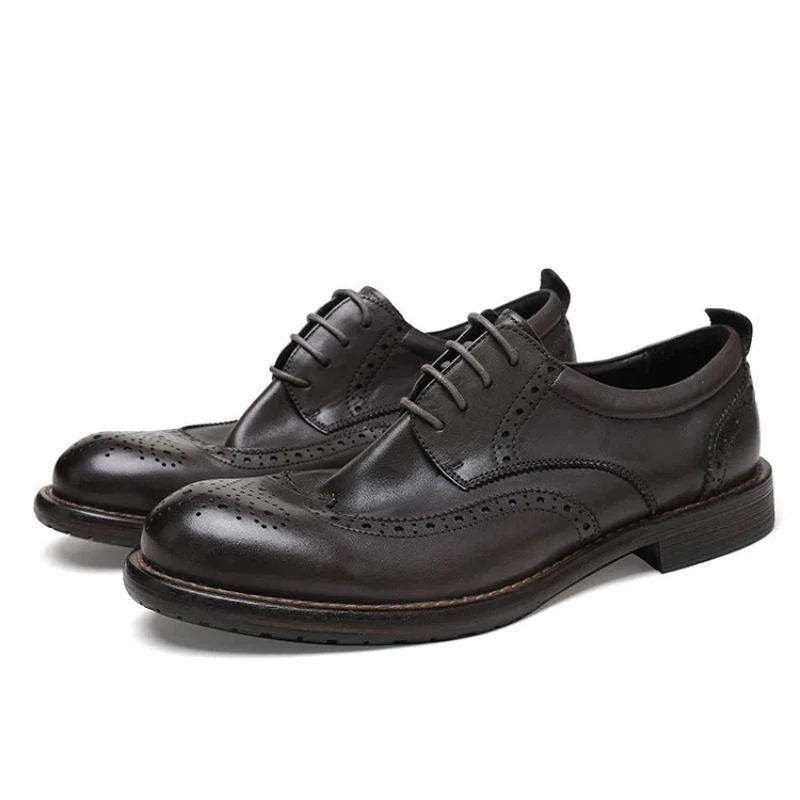Men's Luxury Handcrafted Goodyear Welt Oxford Shoes -British Retro Horsehide Leather Business Formal/Wedding Dress Shoes Vintage