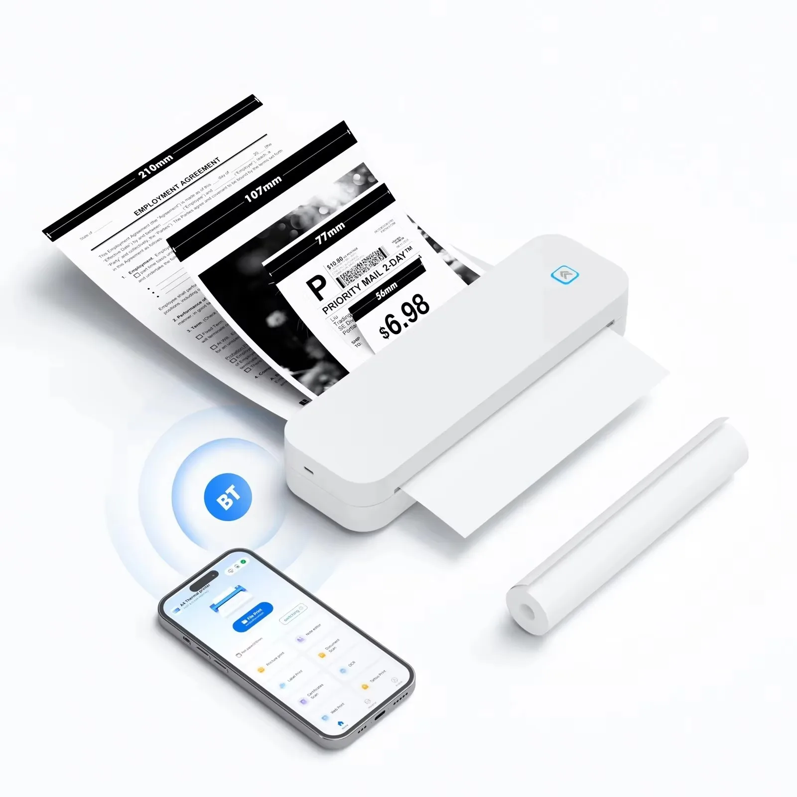 Portable Inkless Bluetooth A4 Thermal Printer Photo PDF Office Document Memo Homework Wireless Stencil Transfer Tattoo Printer