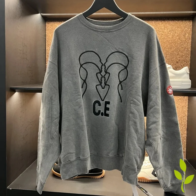 Life CAVEMPT C.E Hoodies Crew Neck Men Woman 1:1 High Quality Wash To Make Old Batik Grey Jacquard Sweatshirts Cav Empt Hoodie