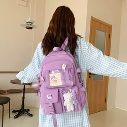 Popular Pink Purple Color Girls High School Student Backpack Bags