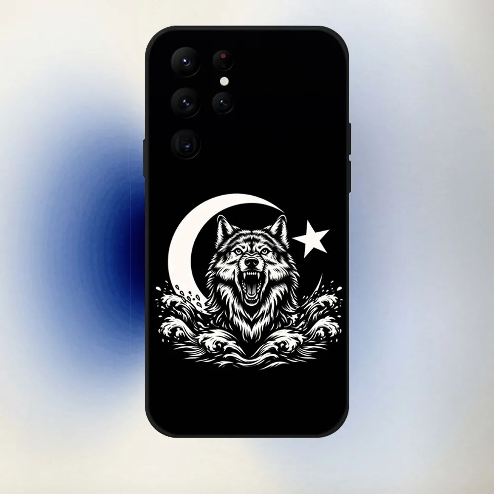 Turk Wolf Turkey Flag Phone Case For Samsung S24,23,22,30,21,10,9,Ultra,Plus,Lite,FE,5G Black Soft Case