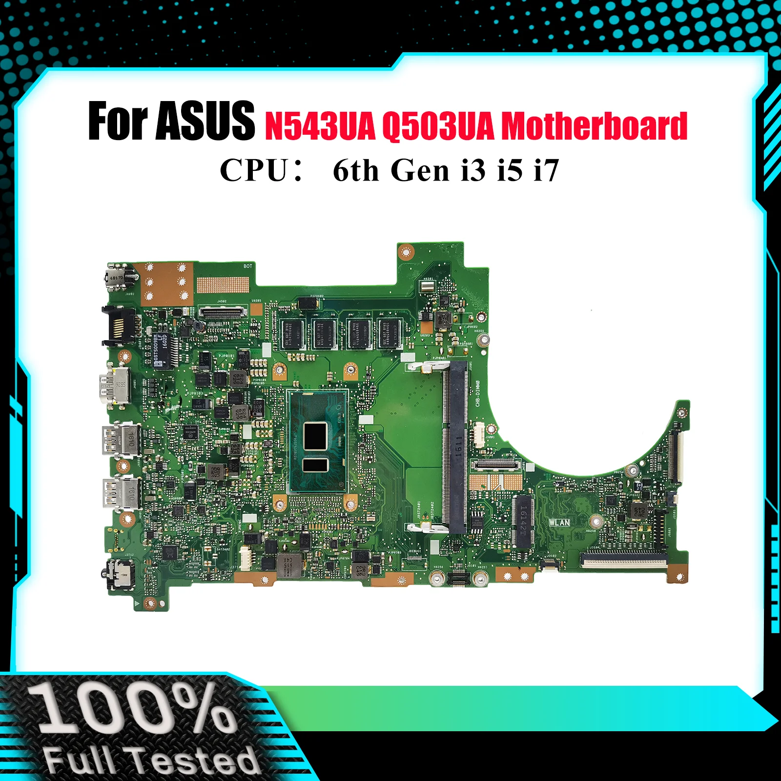 

Q503UA Материнская плата для ноутбука ASUS VivoBook Q503UA Q503U N543UA Материнская плата для ноутбука с процессором i3 i5 i7 100% тест ОК быстрая доставка