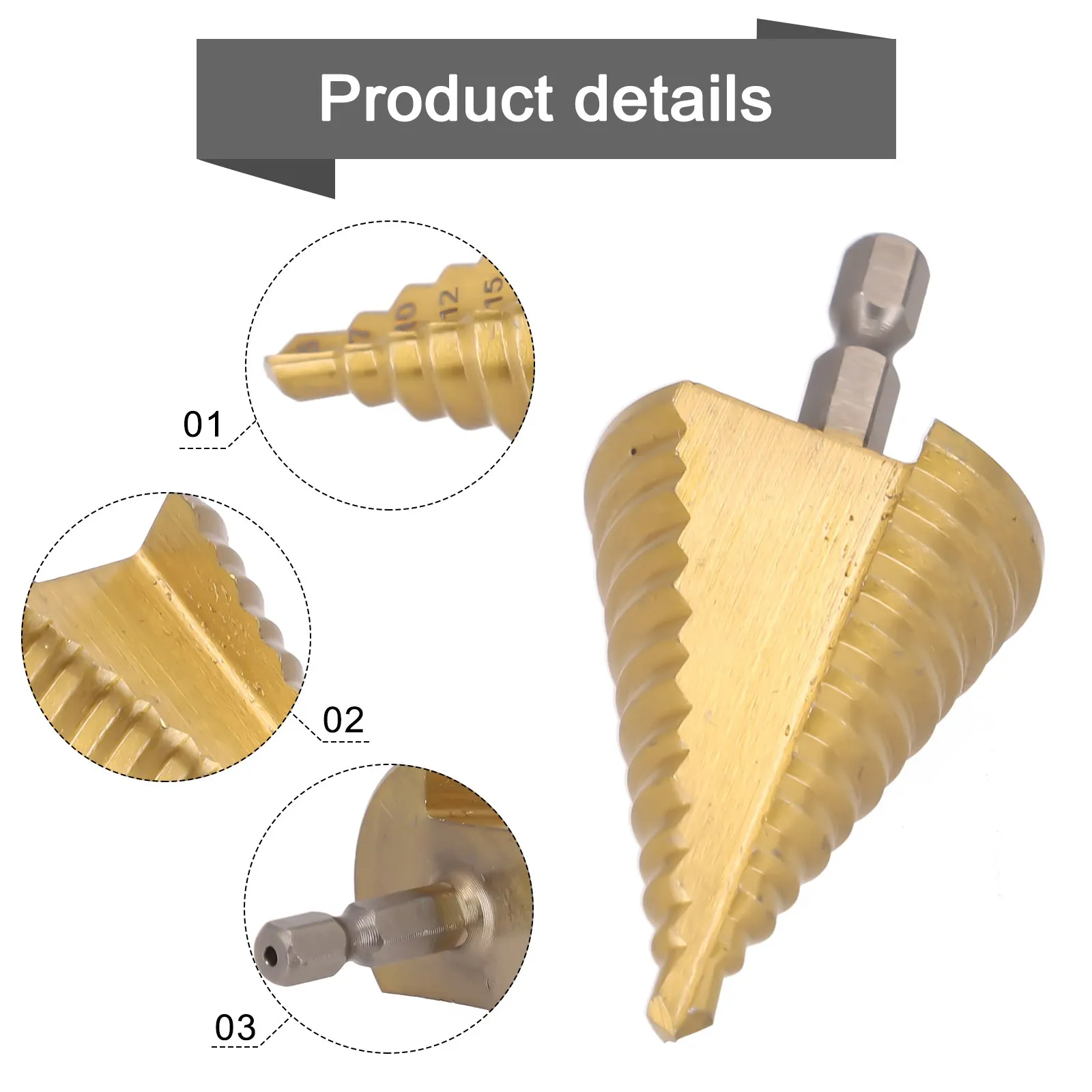 HSS Step Drill Bit Straight Groove Titanium Coated Wood Metal Hole Cutter 13 Steps Multiple Hole Cone Drill Bits 5-35mm