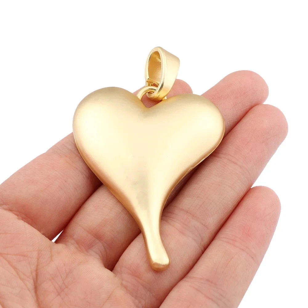 2pcs Large Bohemian Simple Heart Charms Pendants for Necklace Jewelry Making Findings 70x42mm