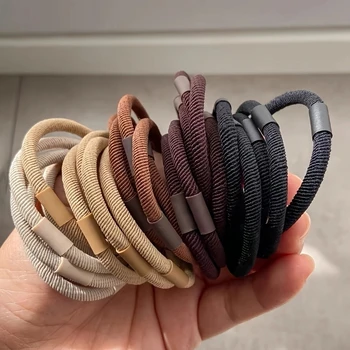 10 unids/set lazos para el cabello Color liso básico grueso alta elasticidad banda elástica para el cabello soporte para cola de caballo banda de goma accesorios para el cabello para mujer