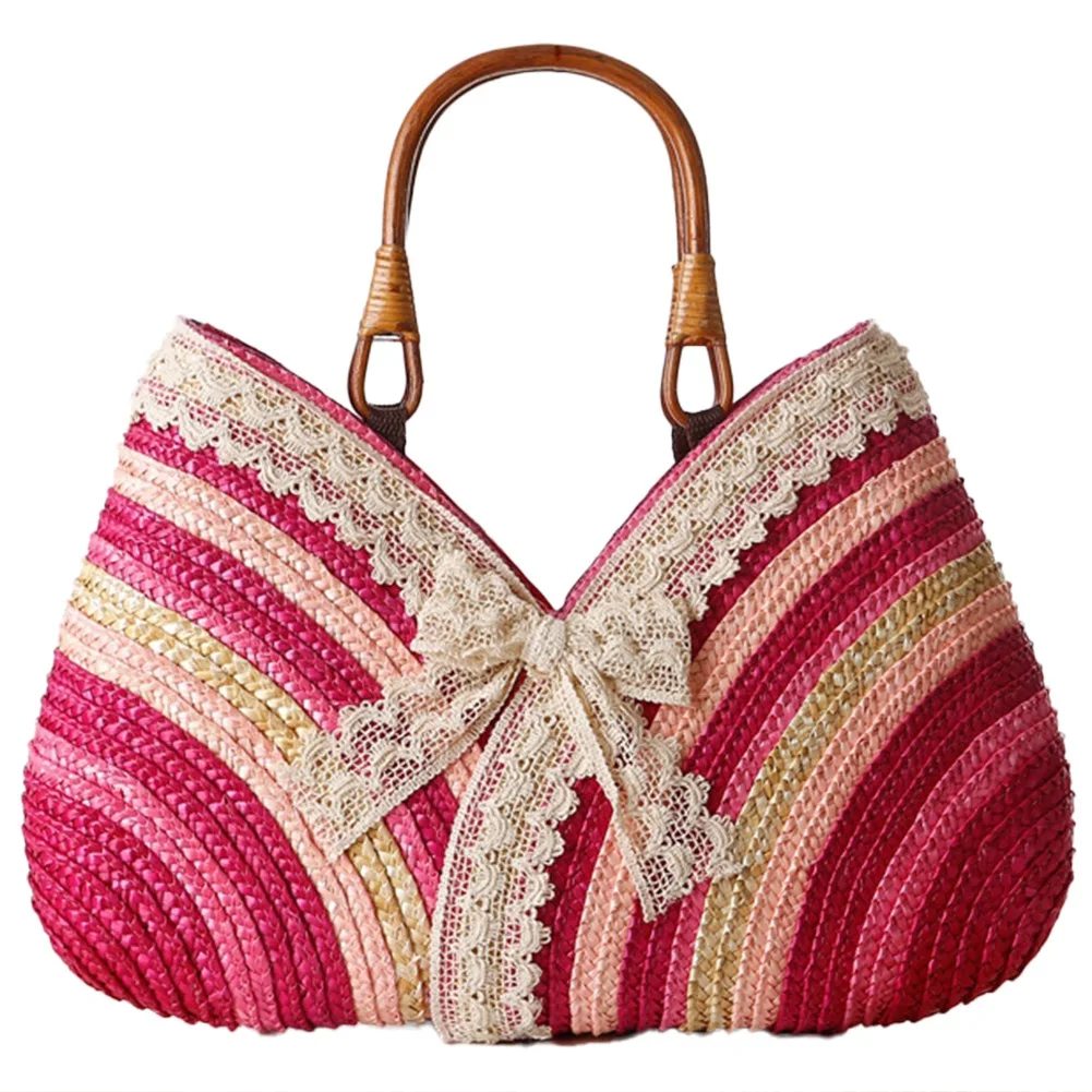 Straw Beach Bag Women Handbag Handmade Weave Basket Shoulder Bag Designer High Quality Rattan Traveling Tote Bags