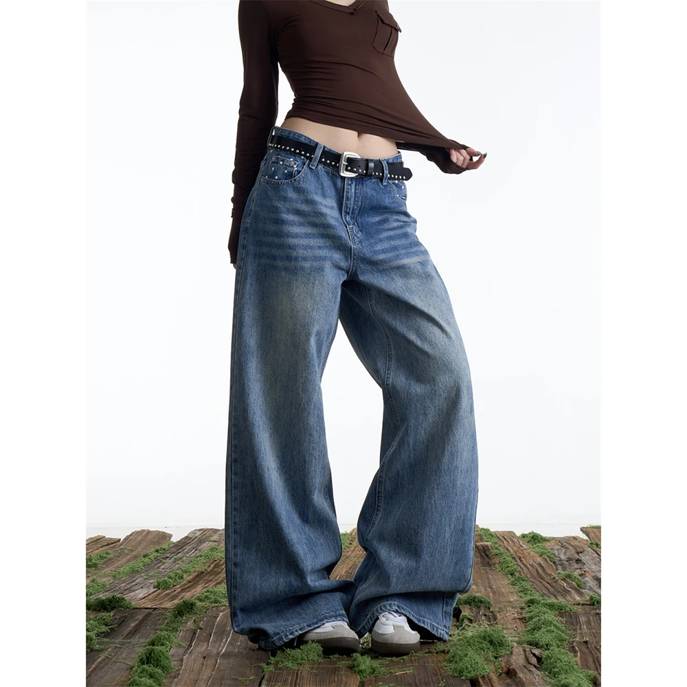 

Waed Vintage American Denim Jeans High Waist Straight Leg Wide Leg Casual Long Pants for Women Spring Summer Autumn New Sle