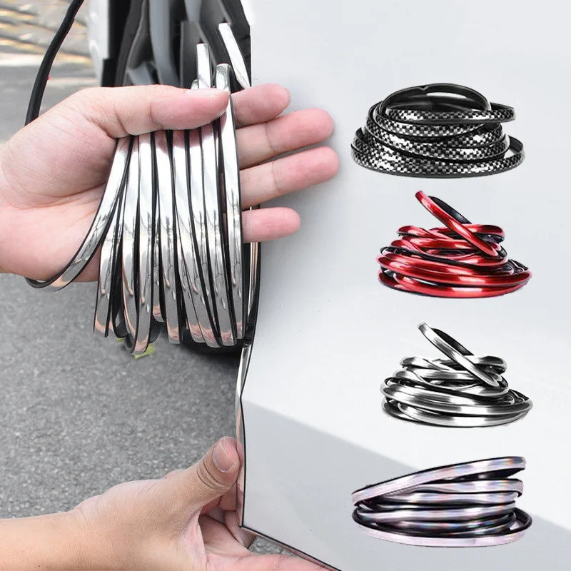 5 متر باب السيارة حافة خدش حامي DIY بها بنفسك الفضة صب شرائط الكسوة الخارجي سيارة كروم الجسم قطاع الوفير السيارات حامي الباب