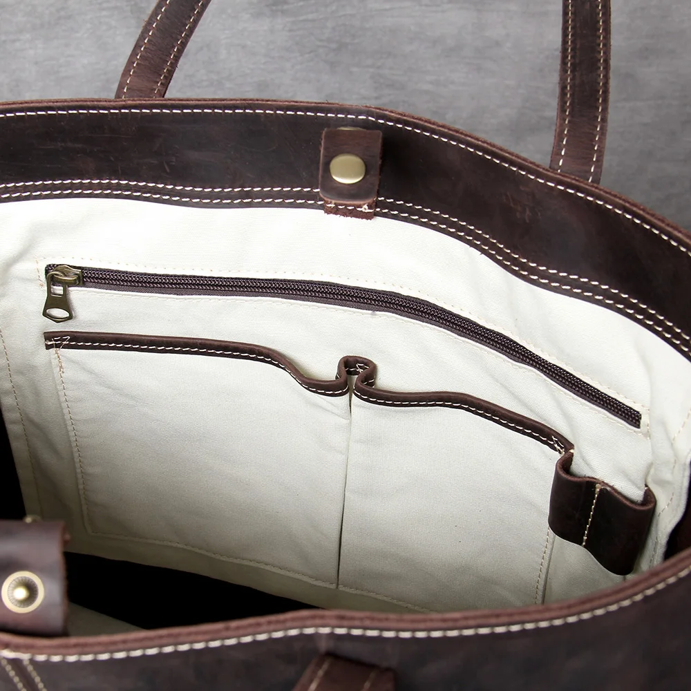 S.WORKER Vollnarbenleder Vintage Schultertasche Große Kapazität Echtleder Laptop-Einkaufstaschen für Frauen – Detail 18