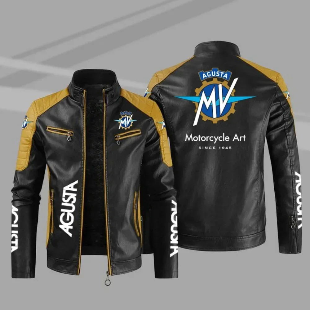 Mv Agusta Logo chaqueta De cuero para Hombre primavera otoño chaqueta De cuero para motocicleta rompevientos Ropa De Hombre abrigo
