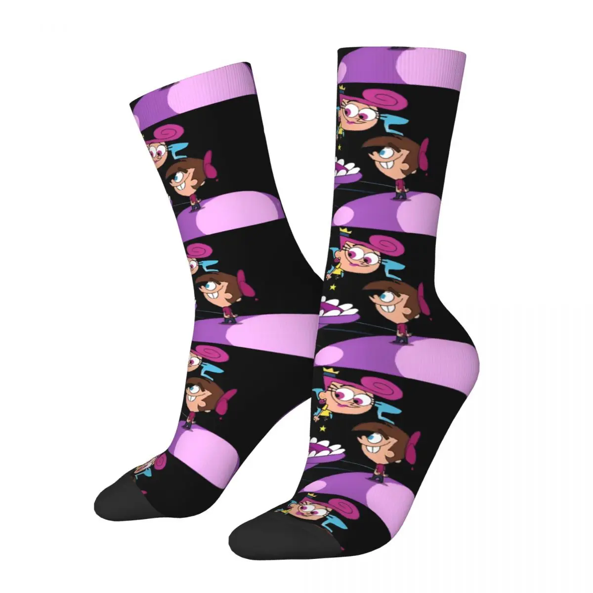 Crazy compression Fairly Oddparents Sock for Men Harajuku The Fairly Oddparents Quality Pattern Crew Sock Casual