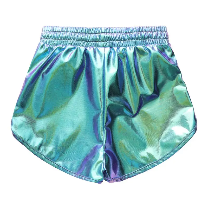 Pantaloncini in pelle per bambina in pelle lucida boxer elastici in vita con coulisse decorativa pantaloncini Casual alla moda per bambini 4-12Y