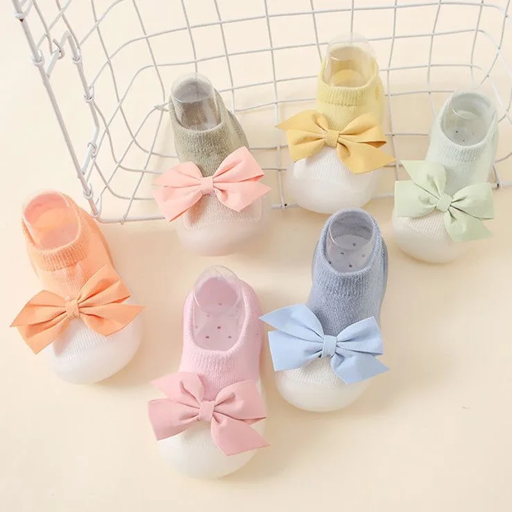 Baby Floor Shoes Non-slip Rubber Soft Sole Breathable Spring and Autumn Cartoon Cute Bow Indoor and Outdoor Walking Shoes