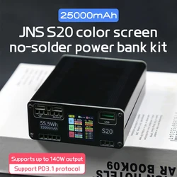 240W Power Bank PD3.1 140W 5 celle DC 21V 21700 nessuna batteria nessuna saldatura IPS Display a colori alluminio 25000mah ricarica rapida custodia fai da te