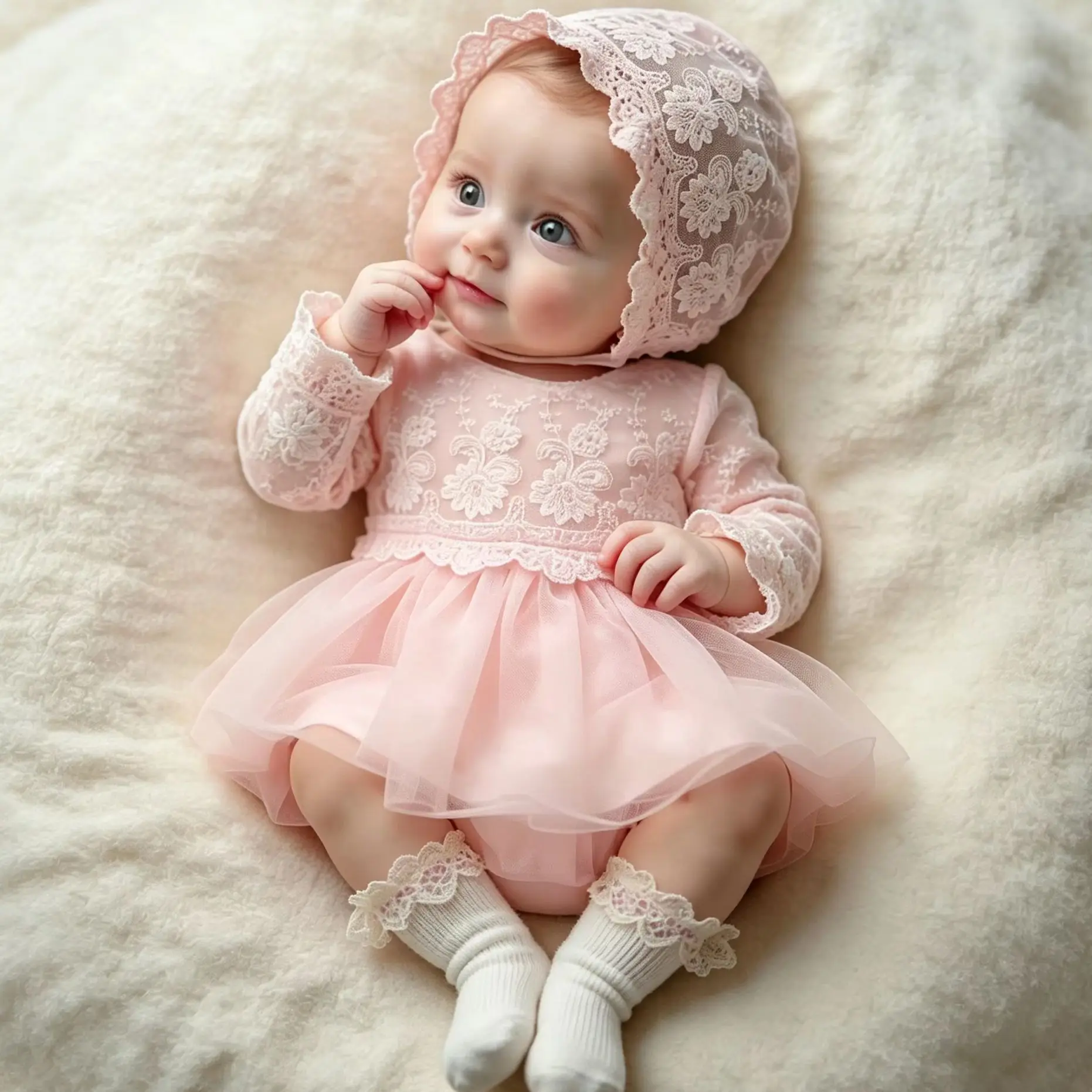 Newborn Photography Princess Outfit BabyGirl White Lace Tulle Dress with Hat Newborn Infant Christening Gown Photo Shoot Outfit
