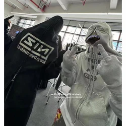 Firmranch New Autumn Winter Korean Archive Fashion Offset Same Style Hoodies With Gloves For Men Women Full Zip Up Sweatshirt