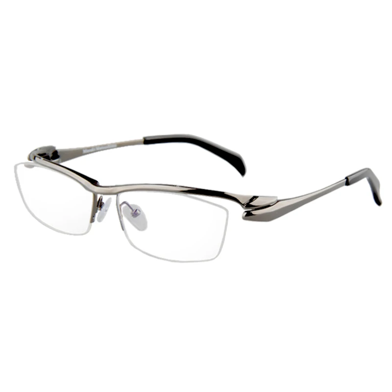Half-Frame Square Business Eyeglass Frames for Men, Ultra-Light Pure Titanium Metal Optical Prescription Eyeglass Frames, High-Quality Glasses for Large Faces
