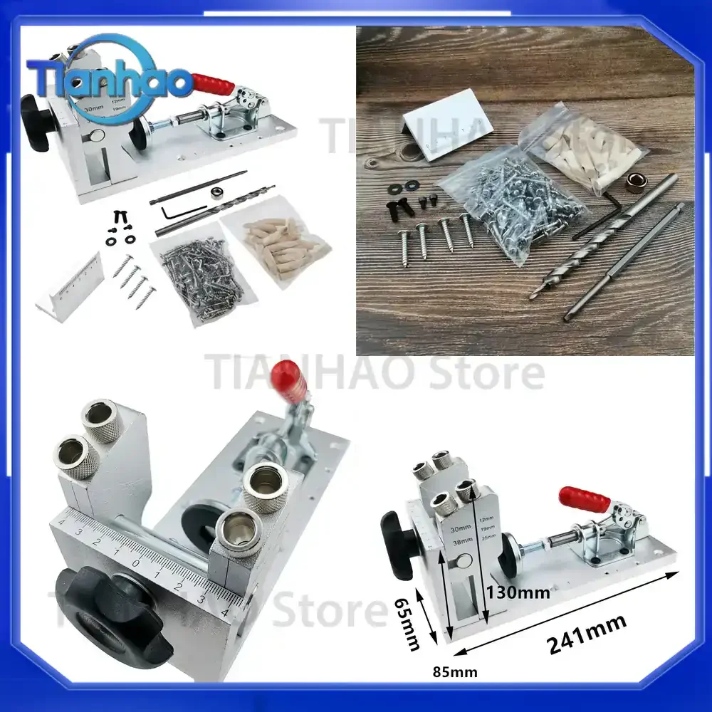  Pocket Hole Jig System for Woodworking Carpenter Kit with Inclined Hole Drill Tools Camp Base and 9.5mm Drill