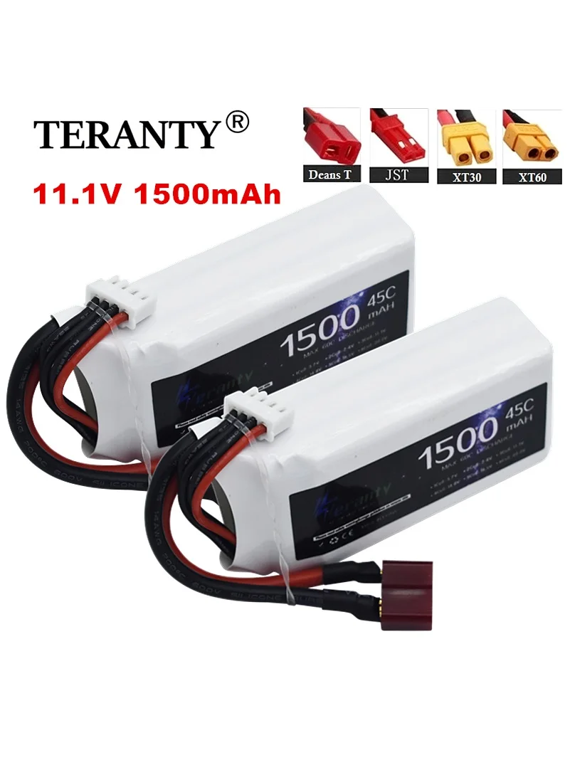 Hot 3S 11.1V 2200mAh 45C LiPo Battery Equipped with T JST XT30 XT60 Connectorsfor RC Aircraft Quadcopter Helicopter and Car