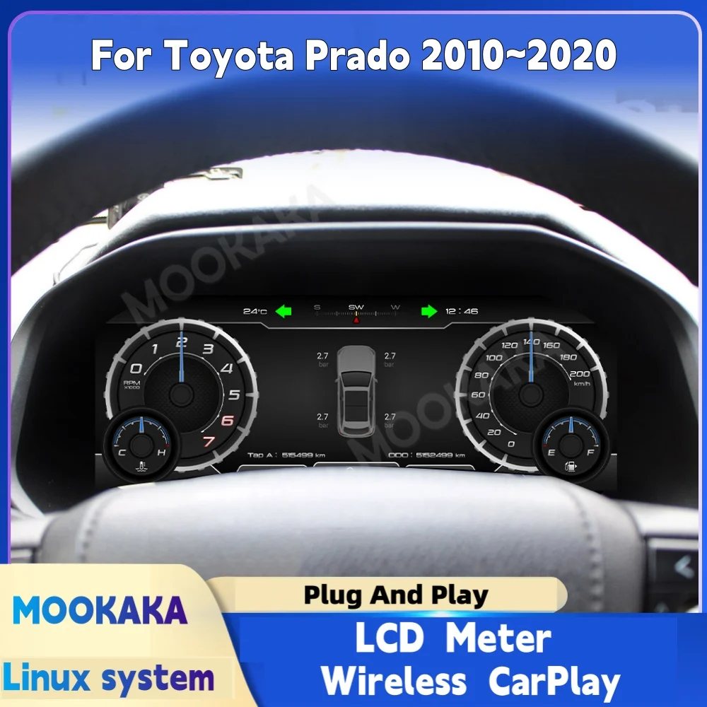 Digital Speed Dashboard For Toyota Prado 2010~2020 Car Cluster LCD Meter Virtual Cockpit Digital Instrument Panel Head Unit