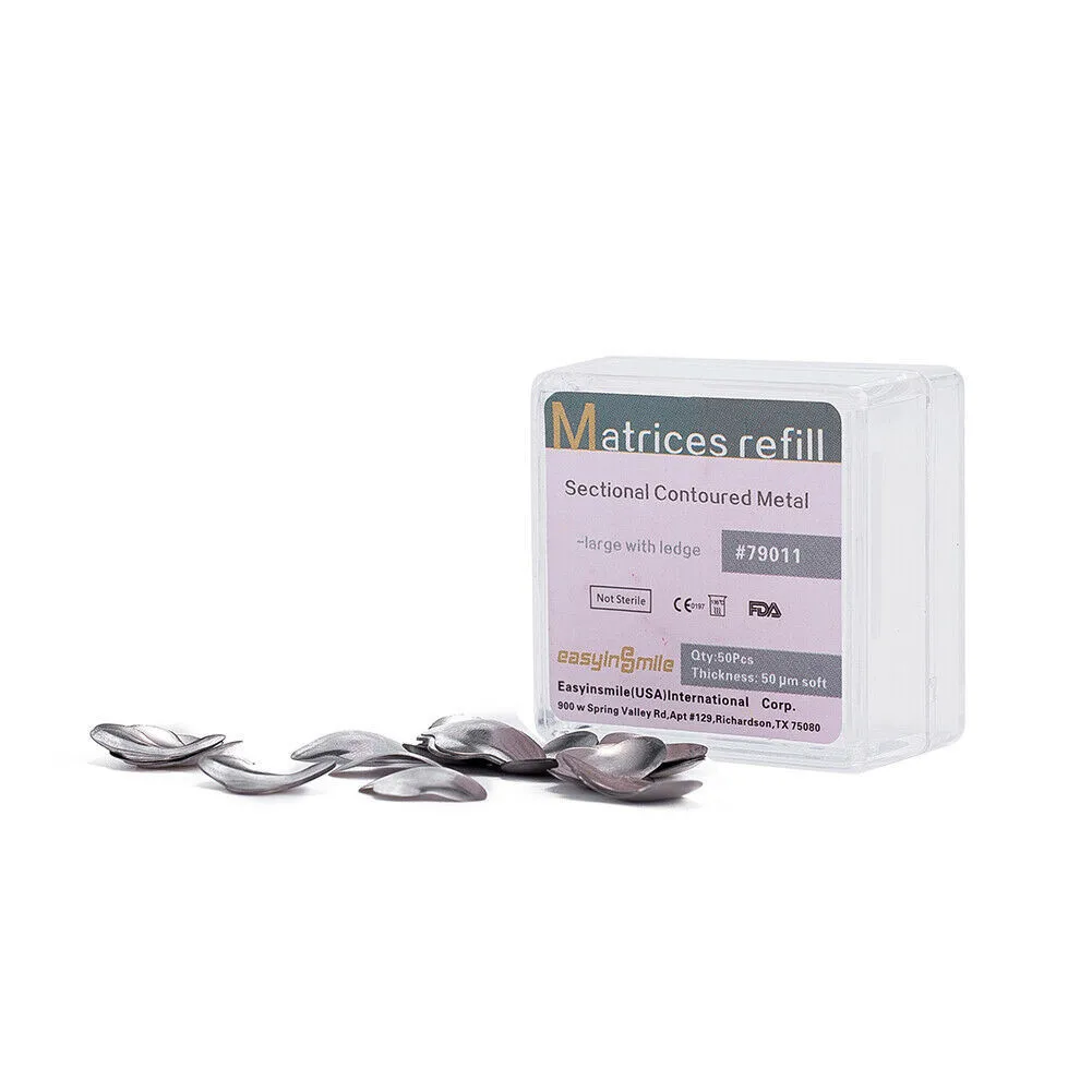 50Pc Dental Matrix Bands Sectional Contoured Matrices strips metal S/M/L Size 50μm for Teeth Replacement Dental Lab Dentist Tool