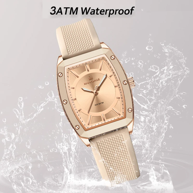 Top Luxury Brand NAVIFORCE Exquisite Women Watch 3ATM Waterproof Quartz Barrel Shaped Ladies Wristwatches Business Fashion 2024