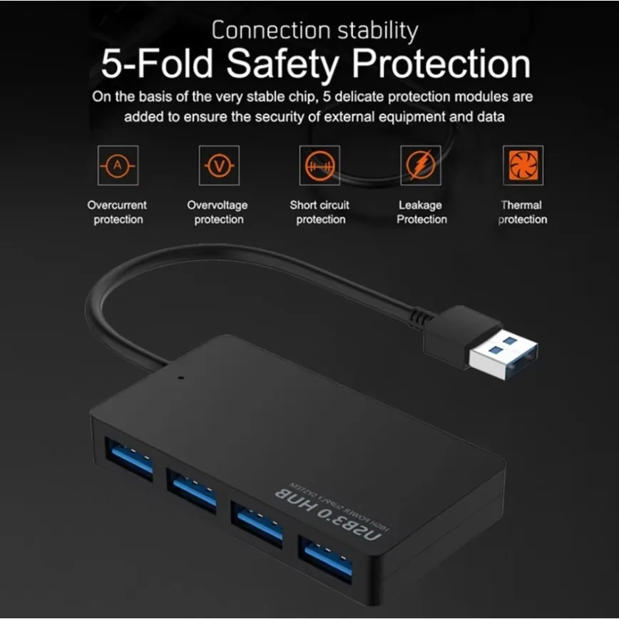 USB 3.0 Hub 4-Port USB Hub Extender Splitter Multiport USB 3.0 2.0 Adapter For Keyborad Mouse Flash Drive HDD Laptop Desktop PC