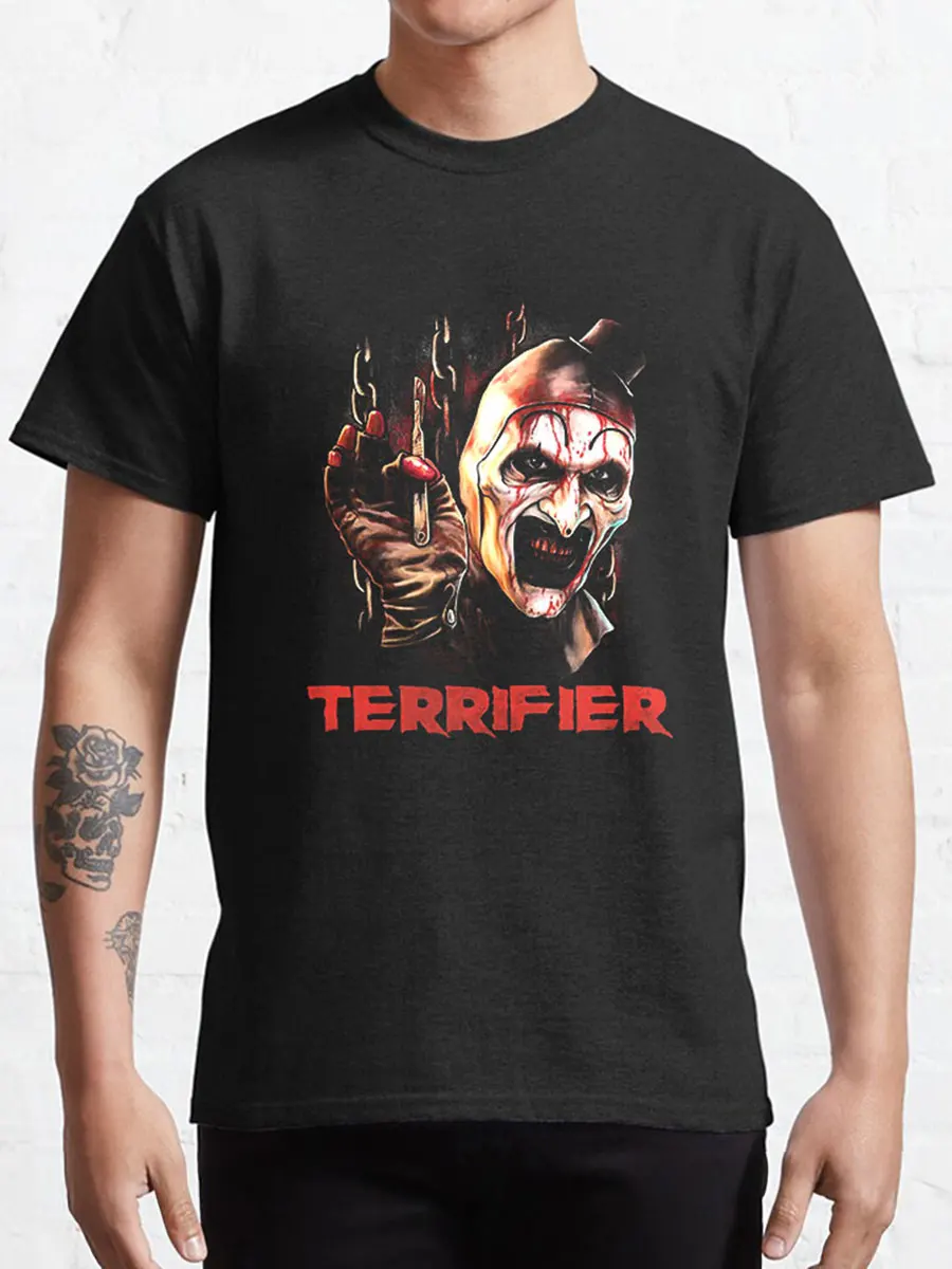 More That Awesome Terrifier Movie ศิลปะสยองขวัญตัวตลกน่ากลัวสําหรับของขวัญฮาโลวีนเสื้อผ้าผ้าฝ้ายพิมพ์เสื้อยืด plus ขนาด