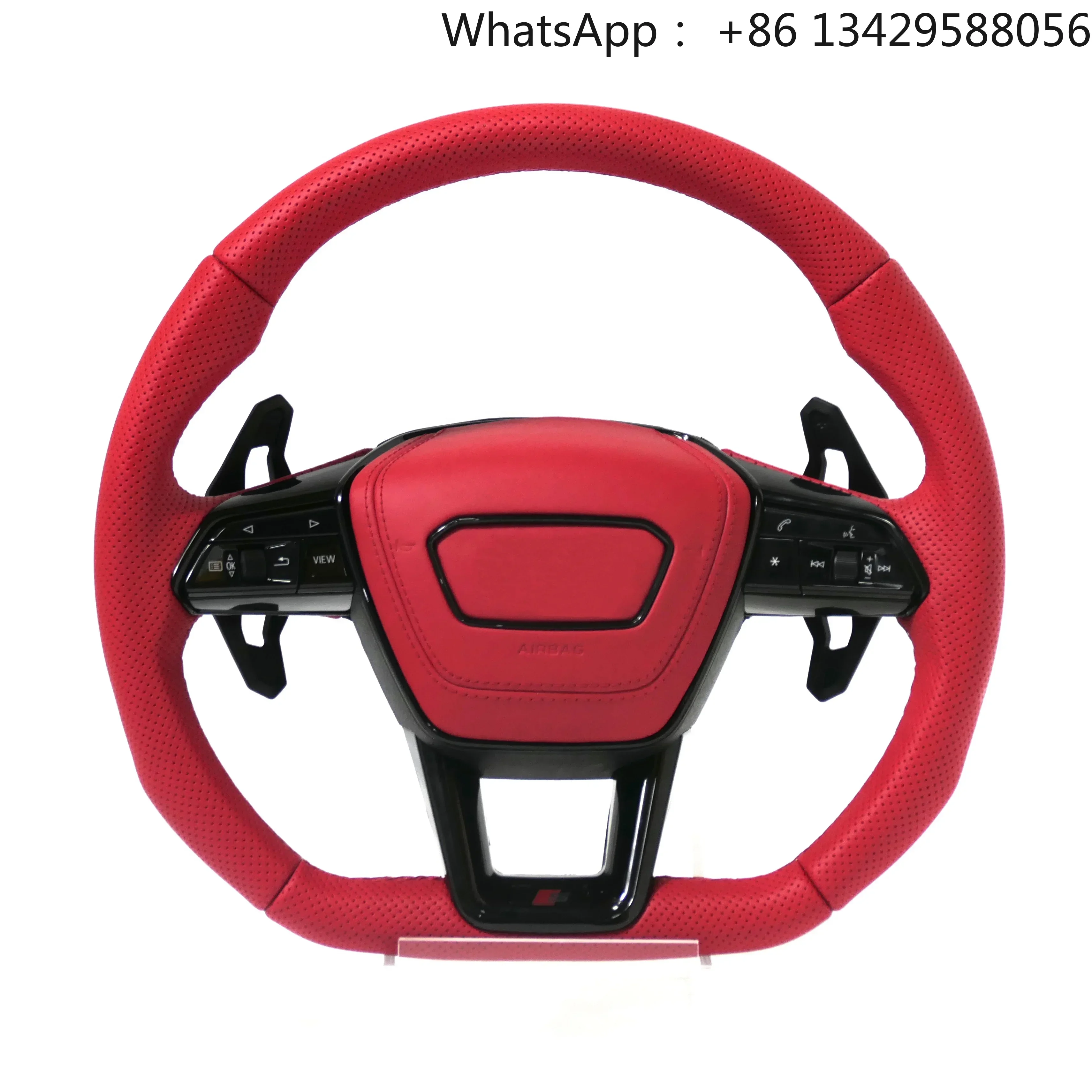 

Red Leather Steering Wheel Upgrade Fit for Audi Rs Rs3 Rs7 A3 A4 A5 A7 Q7 A3 A4 B8 A5 A6 C6 C7 A7 Tt Tts R8 Style for Audi Model